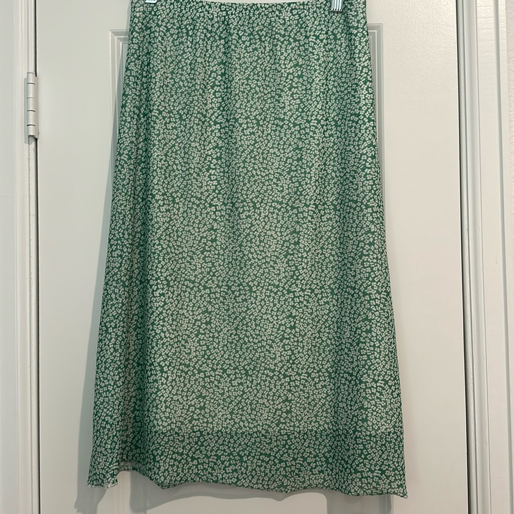 green and white skirt